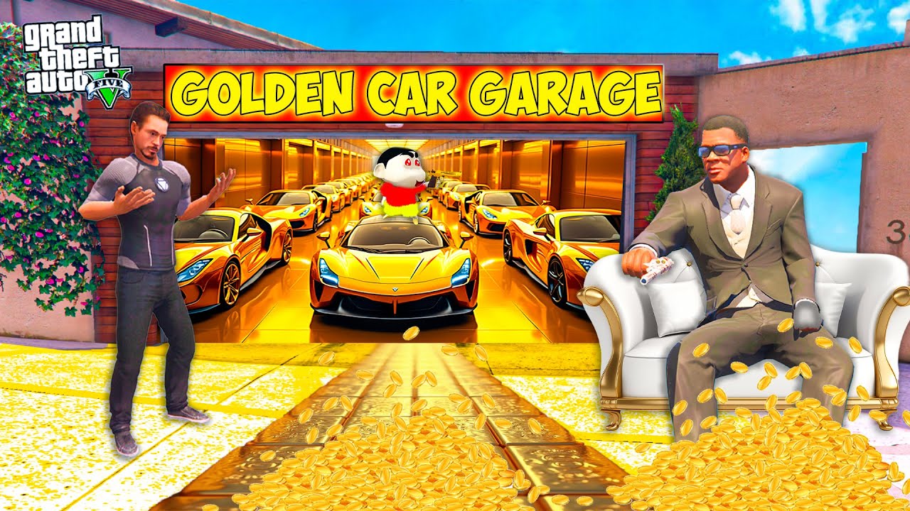 Franklin Built New Gold Super Car Garage in Shinchan’s House for Shinchan in GTA 5