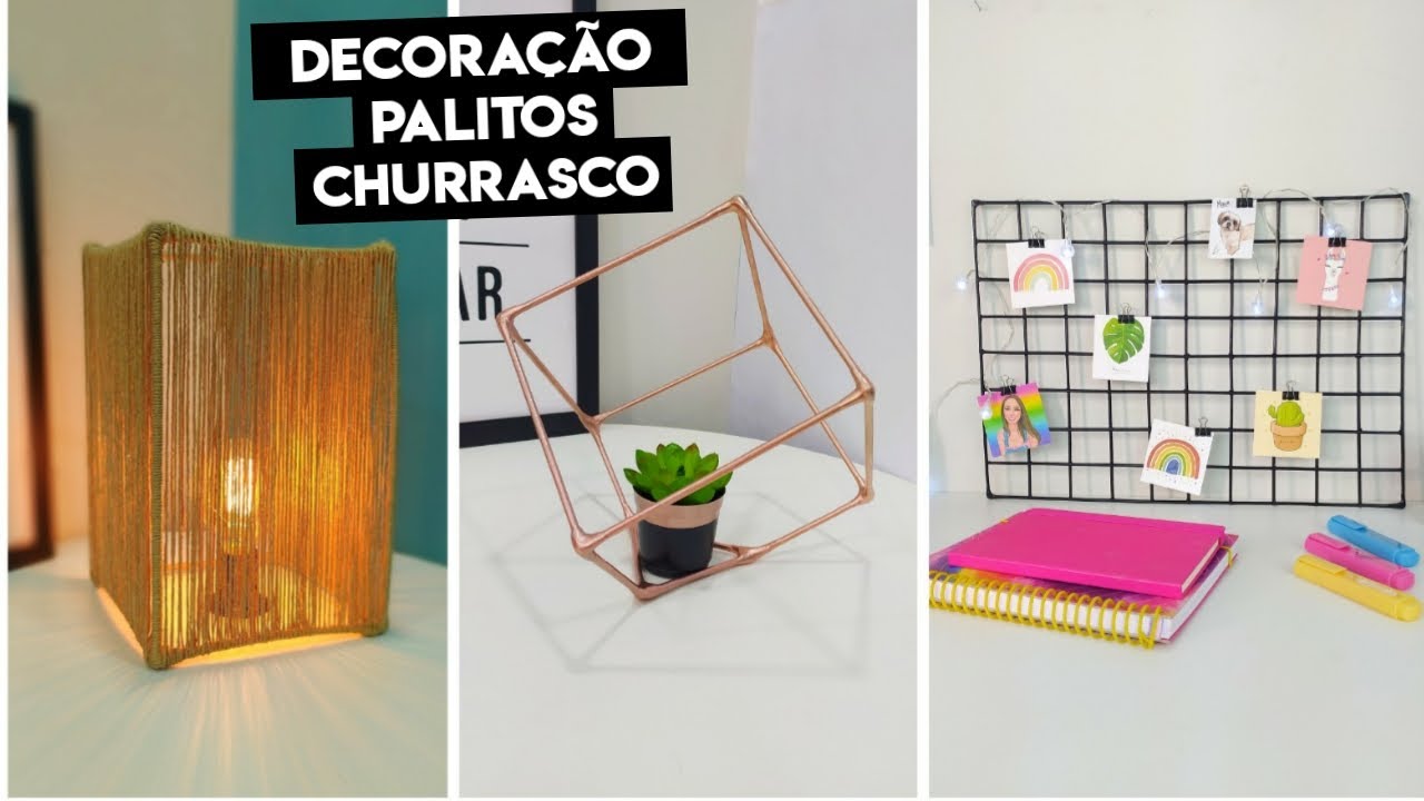 ideias com PALITOS de CHURRASCO - DIY DECORAÇÃO - ARTESANATO - FAÇA VOCÊ MESMO