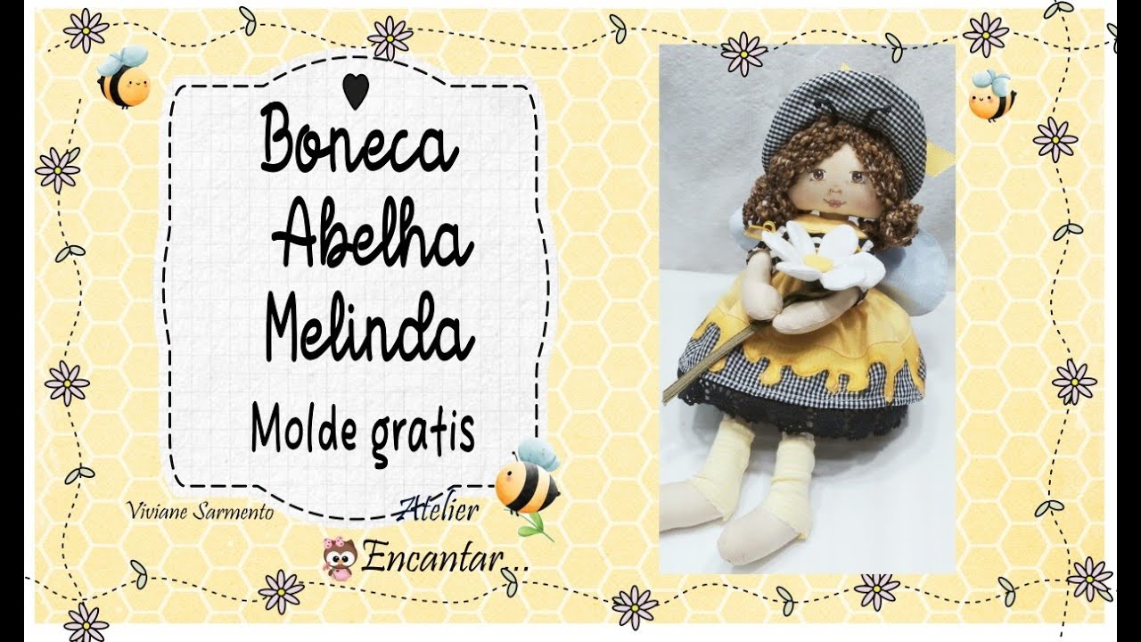 Boneca de pano Abelha Melinda Molde grátis