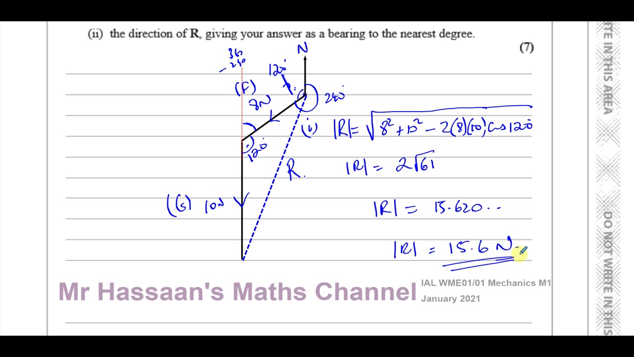 WME01 01 (Edexcel) M1 January 2021 IAL Q5 Vectors, Magnitude, Direction