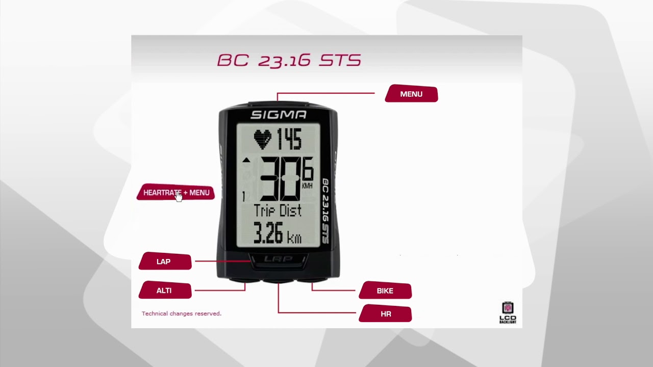SIGMA SPORT // BC 23.16 STS // Functions (EN)