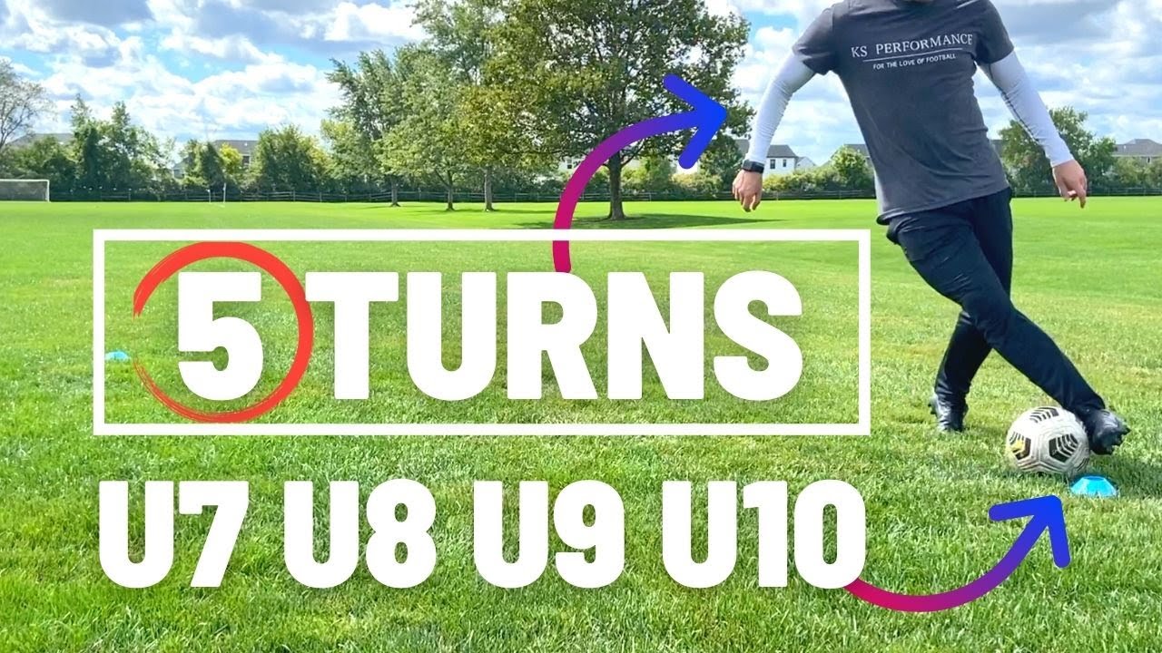 5 Turns To Improve Ball Control | Turning With The Ball | U7 U8 U9 U10 | Football/Soccer