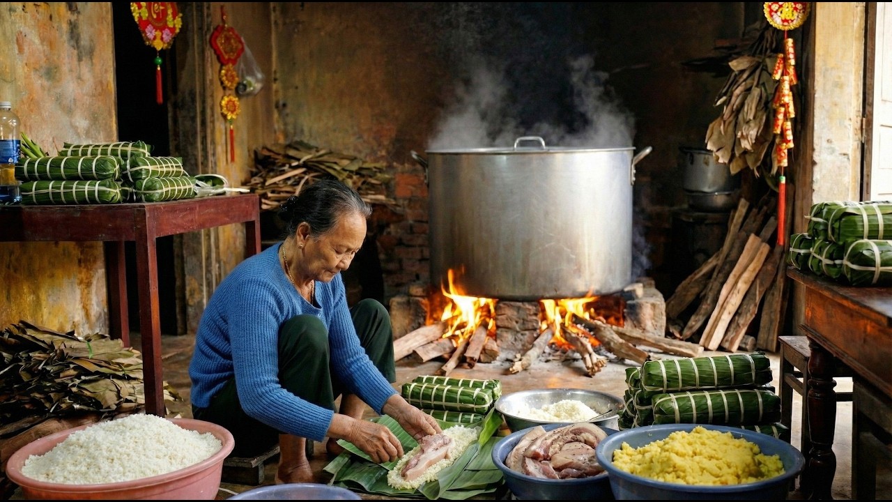 Inside a Rural Vietnamese Home Making Traditional Bánh Chưng for Lunar New Year (Daily Life)