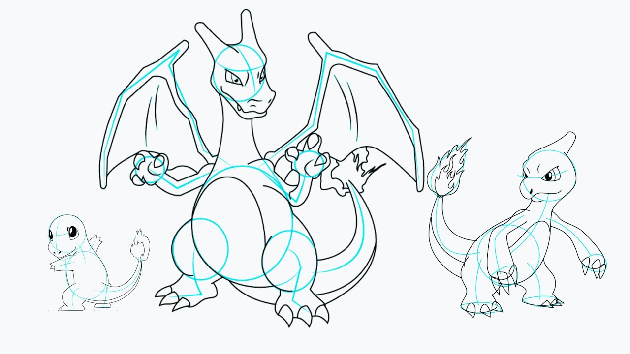 Como Desenhar Charmander, Charmeleon e Charizard de Pokémon 🔥 | Tutorial Fácil Passo a Passo