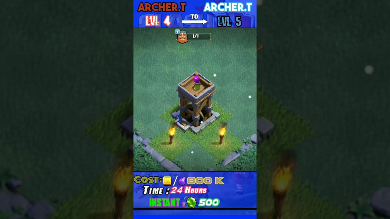 UPGRADE Archer Tower To Lvl 5 || Night Clash Of Clans (COC) #clashofclans #archertower
