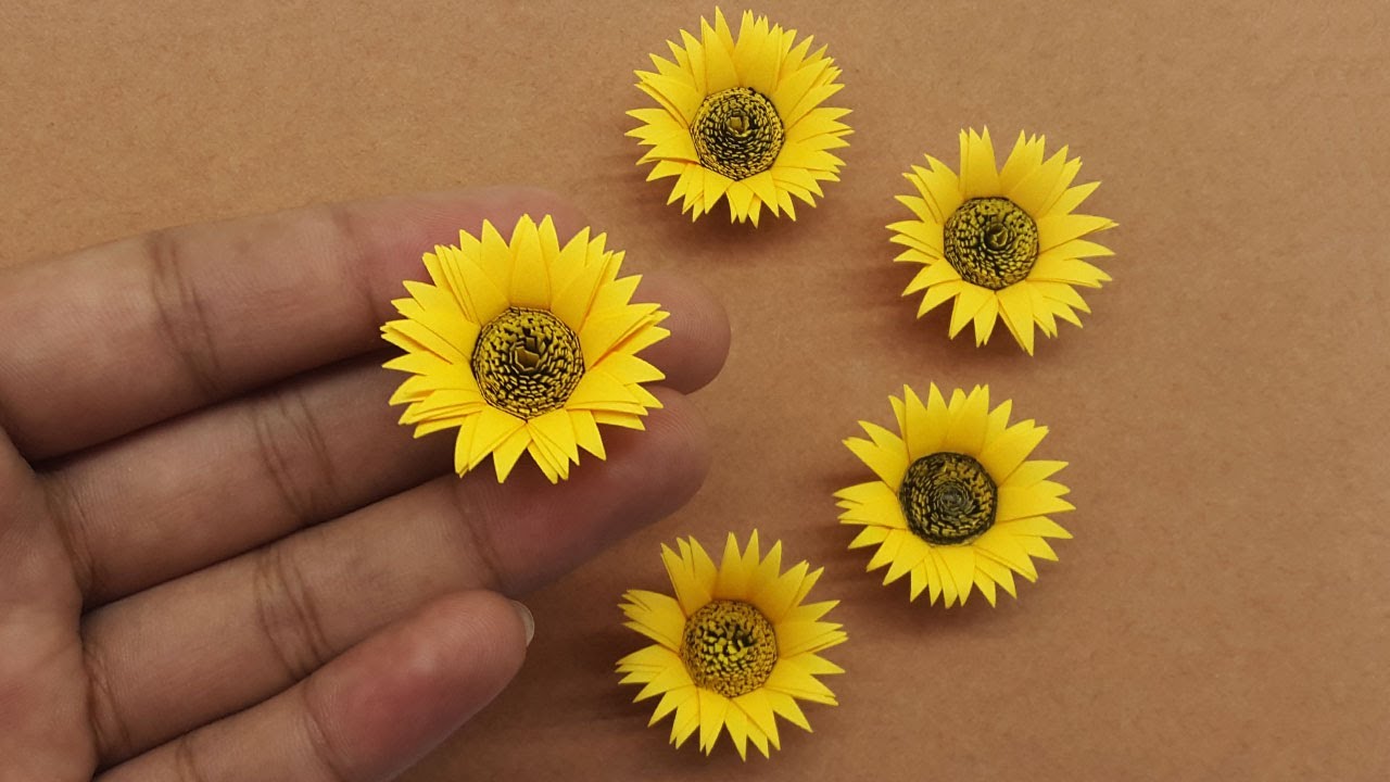 How to Make Mini Paper Sunflower Easy 🌻 Mini Sunflower DIY Paper Flower Craft