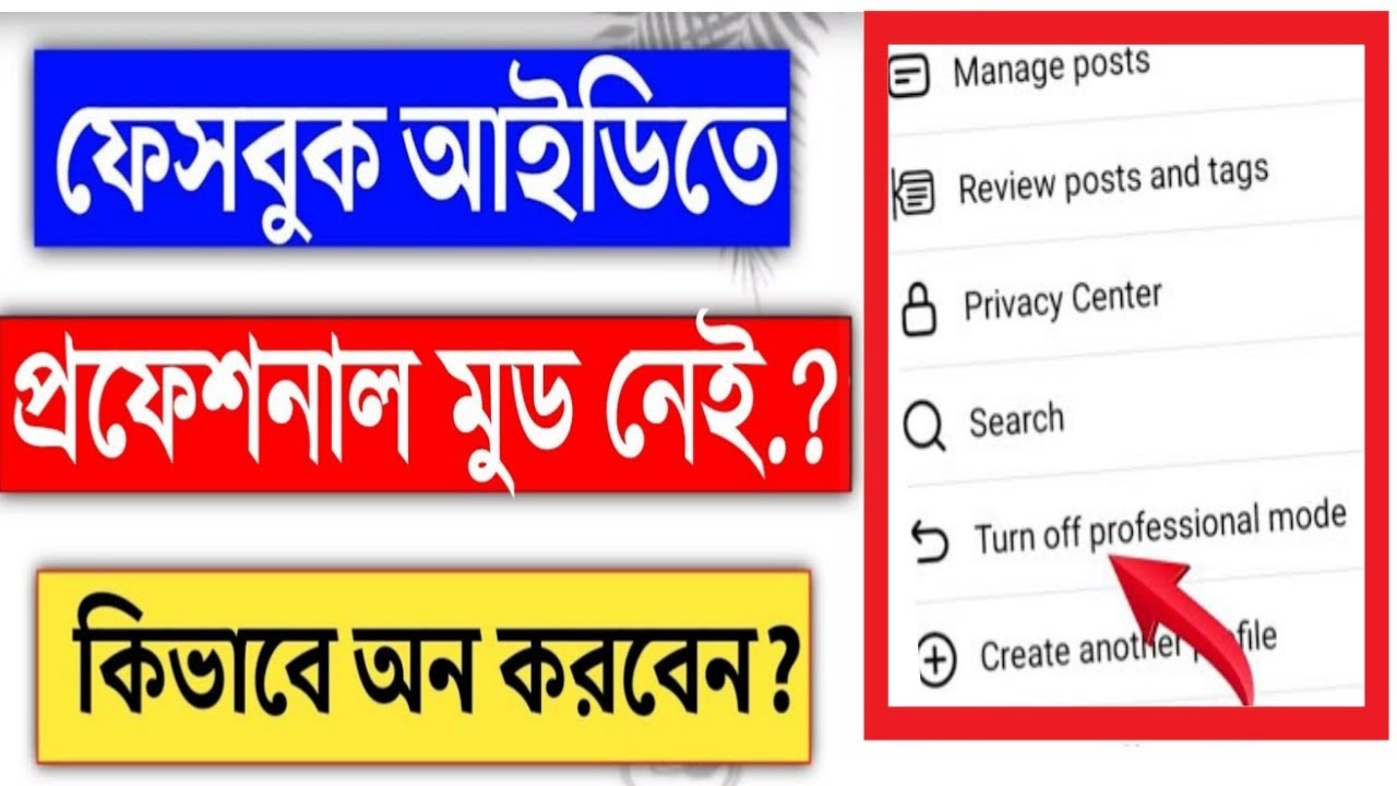 ফেসবুকে প্রফেশনাল মোড অপশন নেই | how to fix facebook professional mode option not showing problem