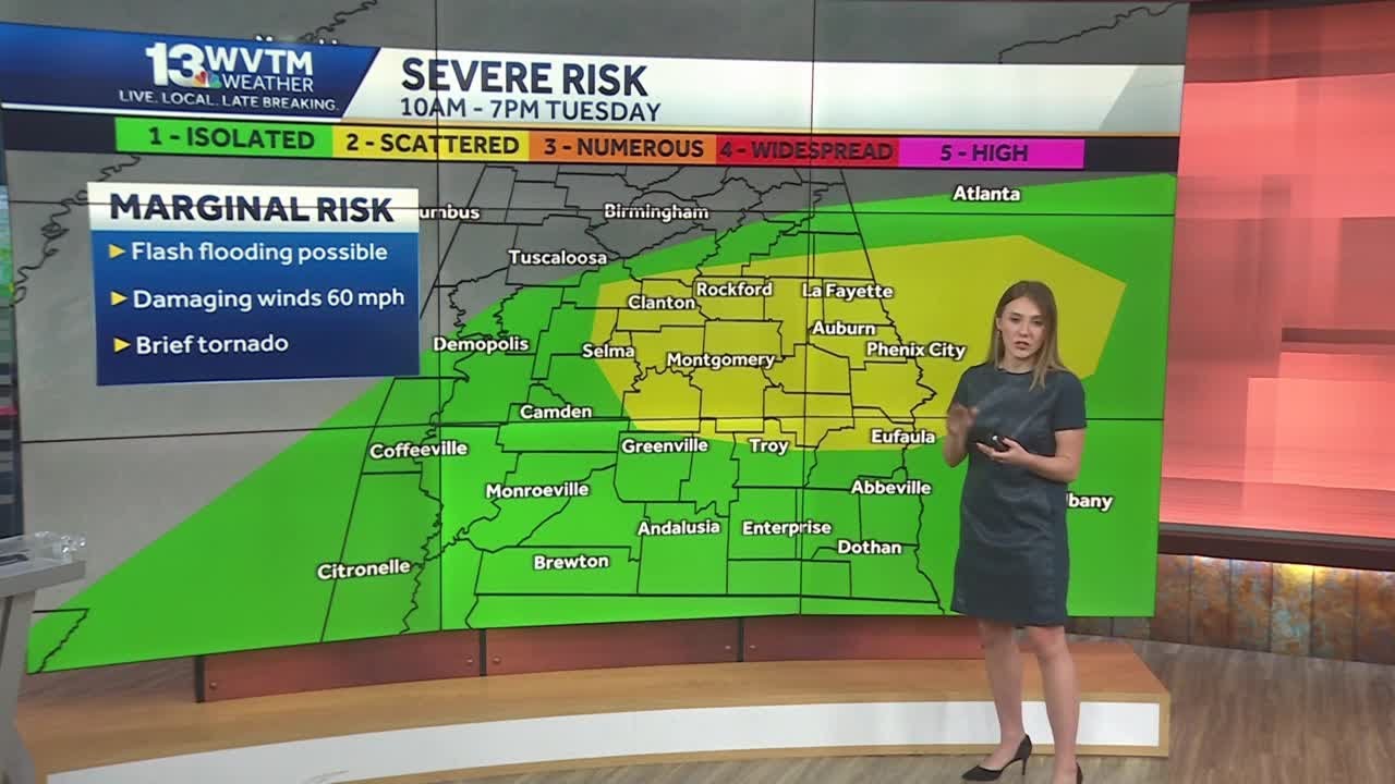 Alabama Impact Weather: Scattered storms in the forecast today with a few turning strong, Much co...