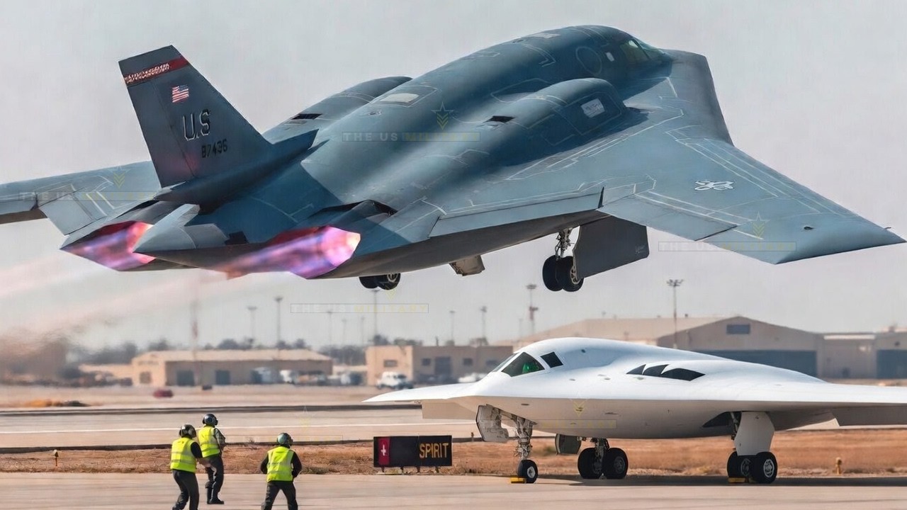 Female Pilot of New US B-2 Spirit Full Speed Emergency Takeoff To Middle East