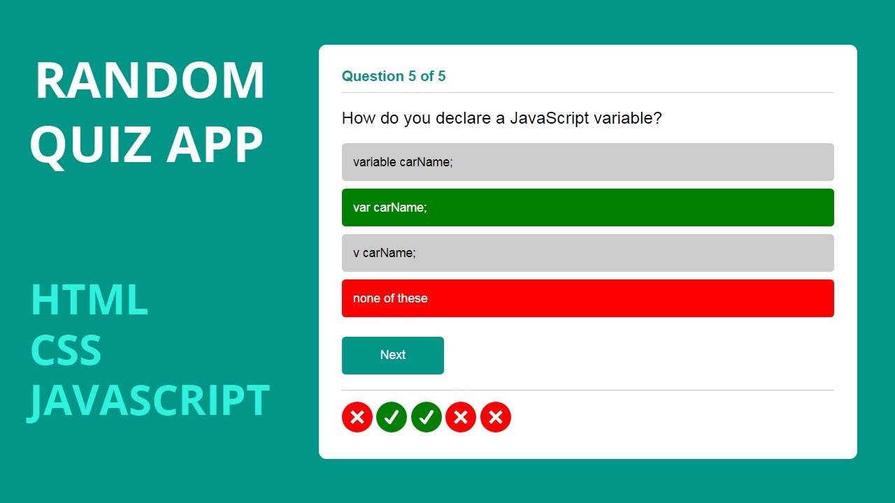 #3  Random Quiz Application using by Html Css Javascript