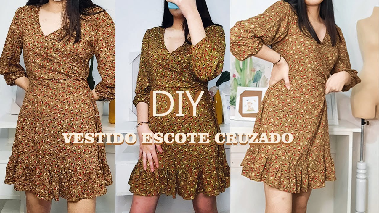DIY VESTIDO ESCOTE CRUZADO APRENDE MUY FÁCIL
