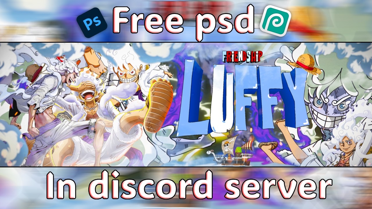 Luffy anime header photoshop/photopea speed art free psd!