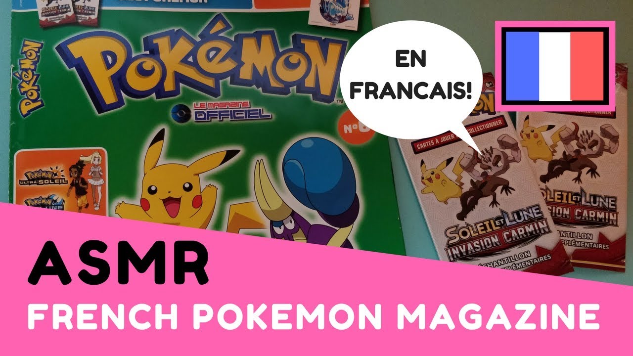 ASMR Reading a French Pokemon Magazine and Opening French Pokemon Cards!