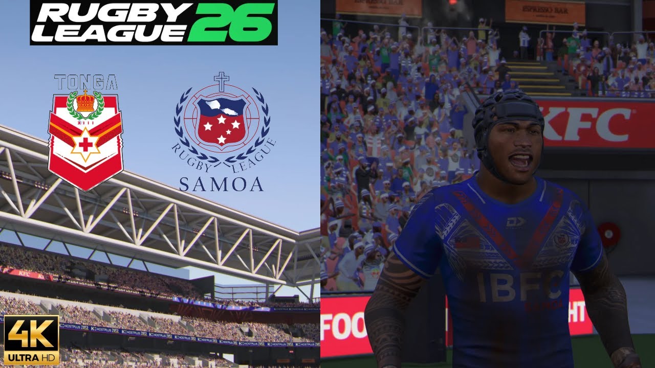 Чемпионат Тихого океана Тонга XIII против Тоа Самоа ПК 4K Геймплей Rugby League 26
