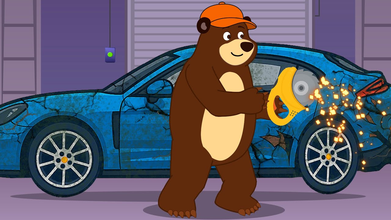 Bear Repairs a Damaged Porsche &ndash; Will It Work Again? 🚗🛠️ | Vehicles Animation | Garage 2