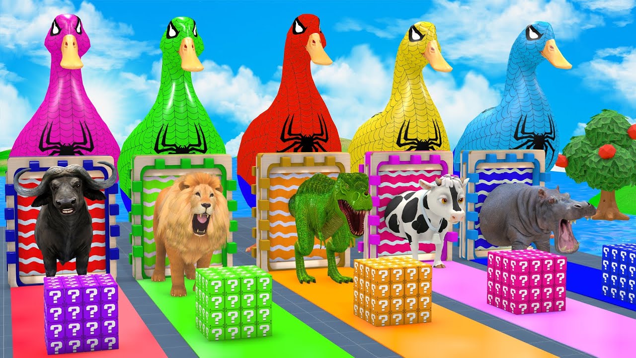 Long Slide Game With Cow Elephant Gorilla Hippopotamus Tiger 3d Animal Game Funny 3d Animals