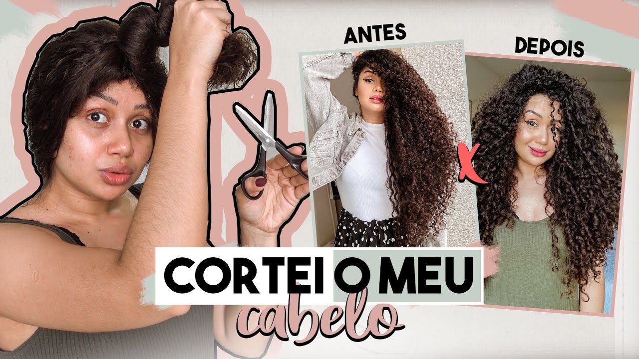 CORTEI O MEU *CABELO CACHEADO* EM CASA!