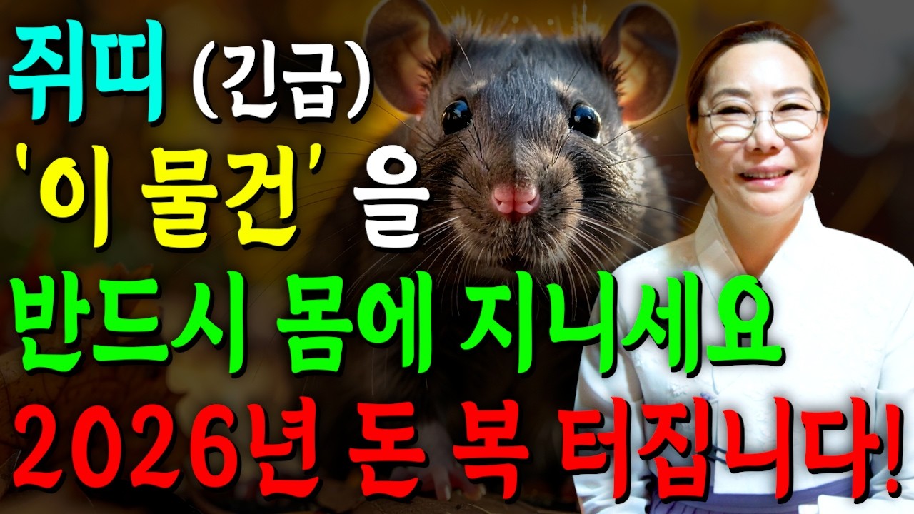 🌟2026년 병오년 쥐띠 운세🌟쥐띠는 '이것'을 꼭 들고 다니세요 돈이 끊임없이 들어옵니다! 2026년 무조건 대박나는 쥐띠?! 60년생 72년생 84년생 96년생 쥐띠 운세