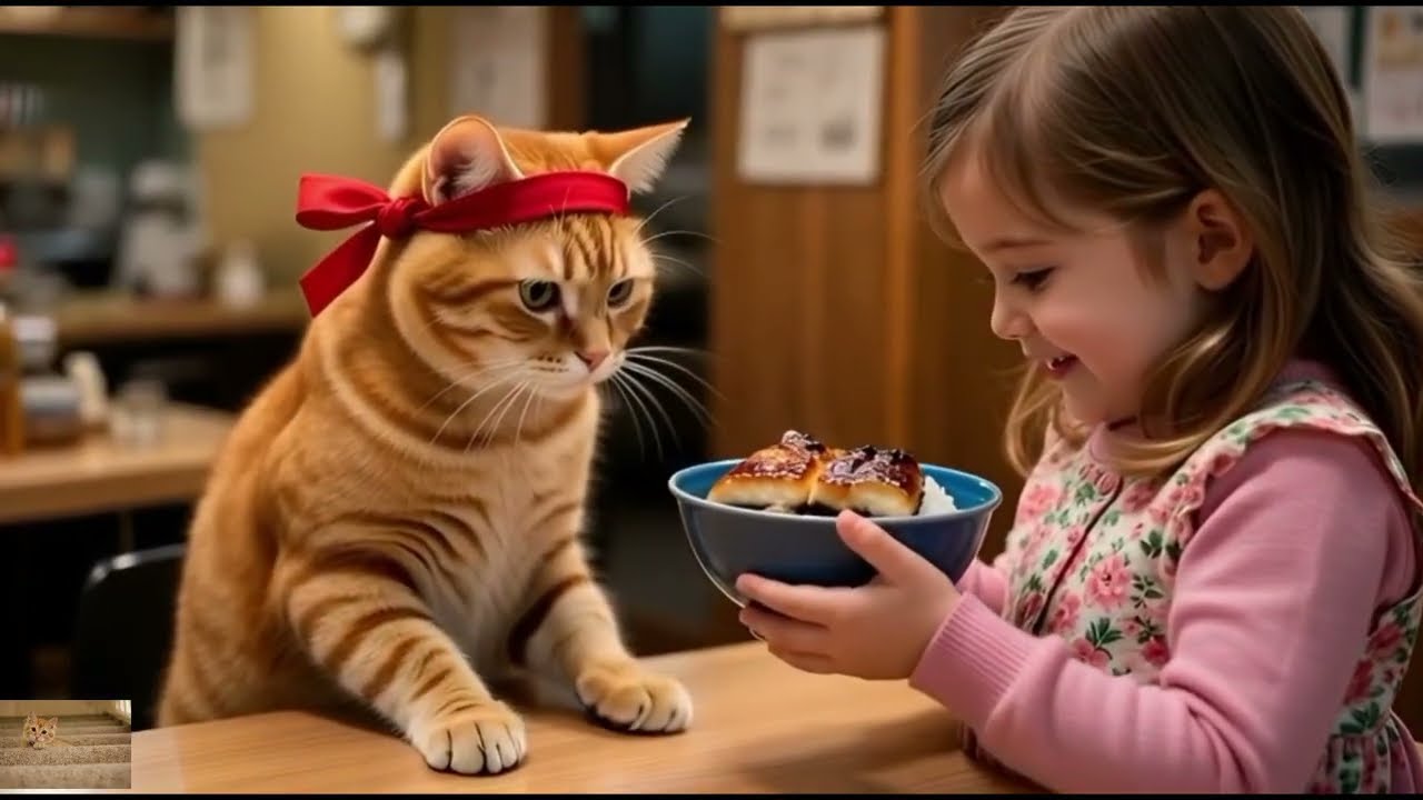 Mama Cat Works At Restaurant To Buy a New Fan for Home 