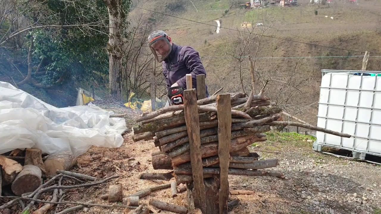 köy işleri bugün ağaç motoruyla odun kestim | (oleomac 941c)chain saw low performance