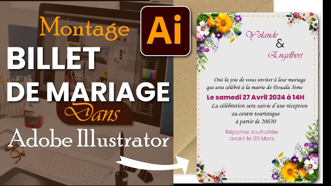 confectionner un billet d'invitation pour mariage dans Illustrator (tuto Illustrator)