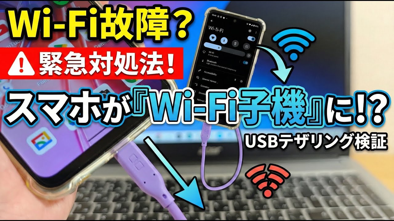 知らなかった...！😳スマホのWi-FiをUSBで共有？AndroidがWi-Fiの子機になる!! ChromebookでもOK