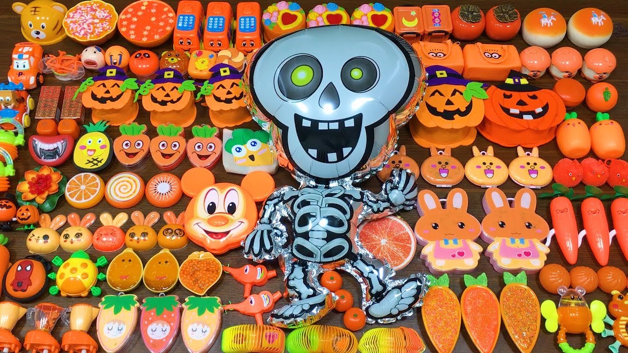 Halloween Orange Slime ! Mixing Random Things into Slime! Slimesmoothie Satisfying Slime Videos #479