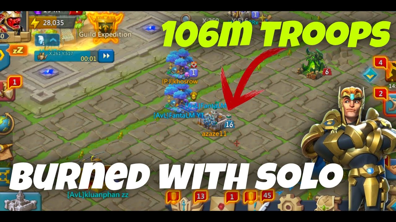 106M TROOPS Burned with Solo Attack | Lords Mobile