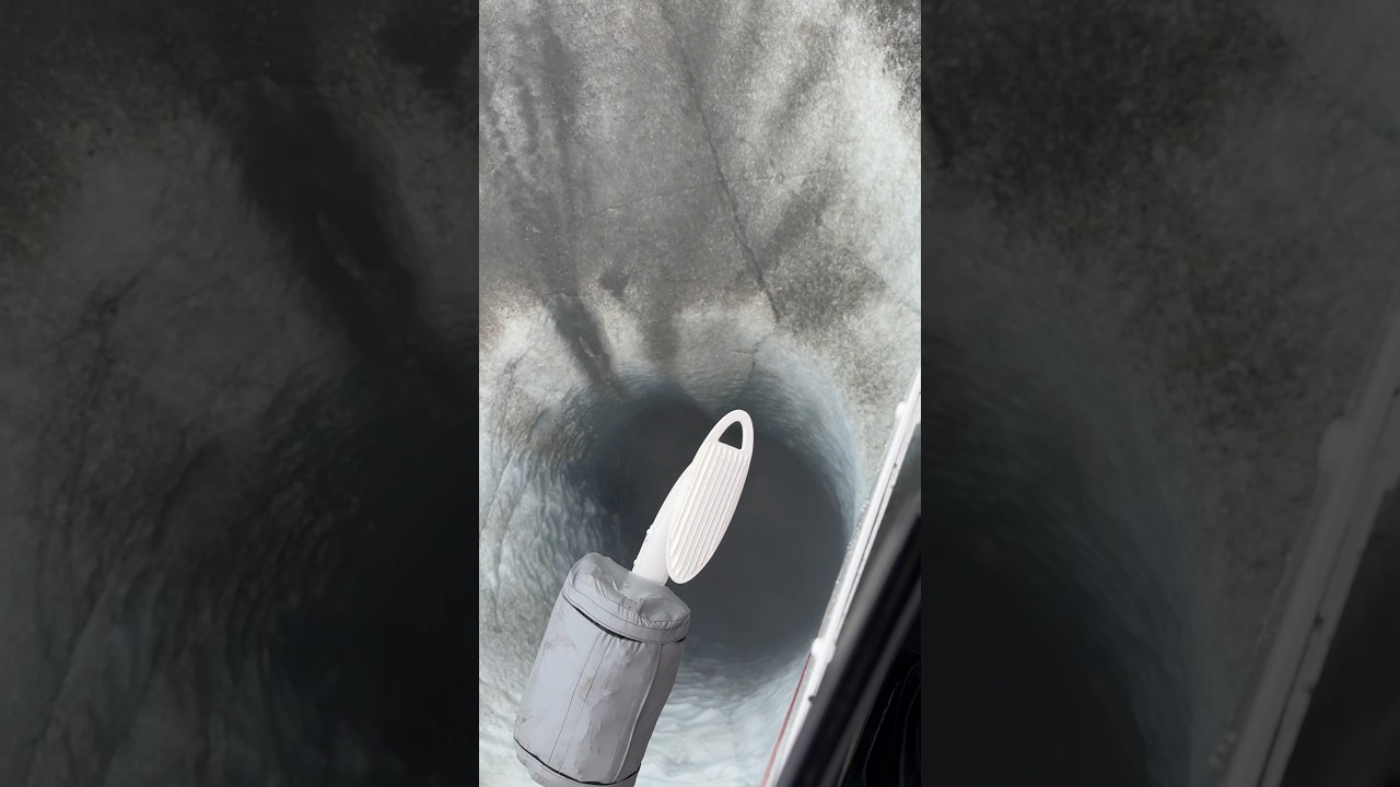 We found a moulin in the glacier so deep you can&rsquo;t see the bottom. How far down does it go?!