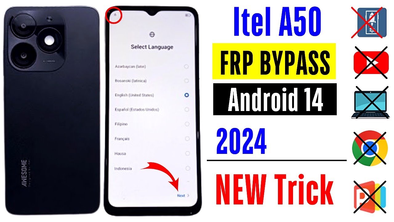 Itel A50 FRP BYPASS Android 14 | Itel A50 Gmial Account Bypass | Itel A50 Frp Unlock Without Pc