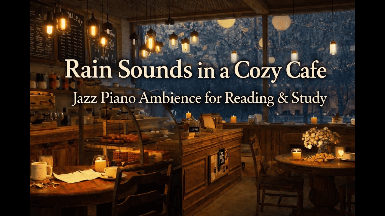 Rainy Cafe Ambience with Jazz Piano | Rain Sounds for Reading & Studying