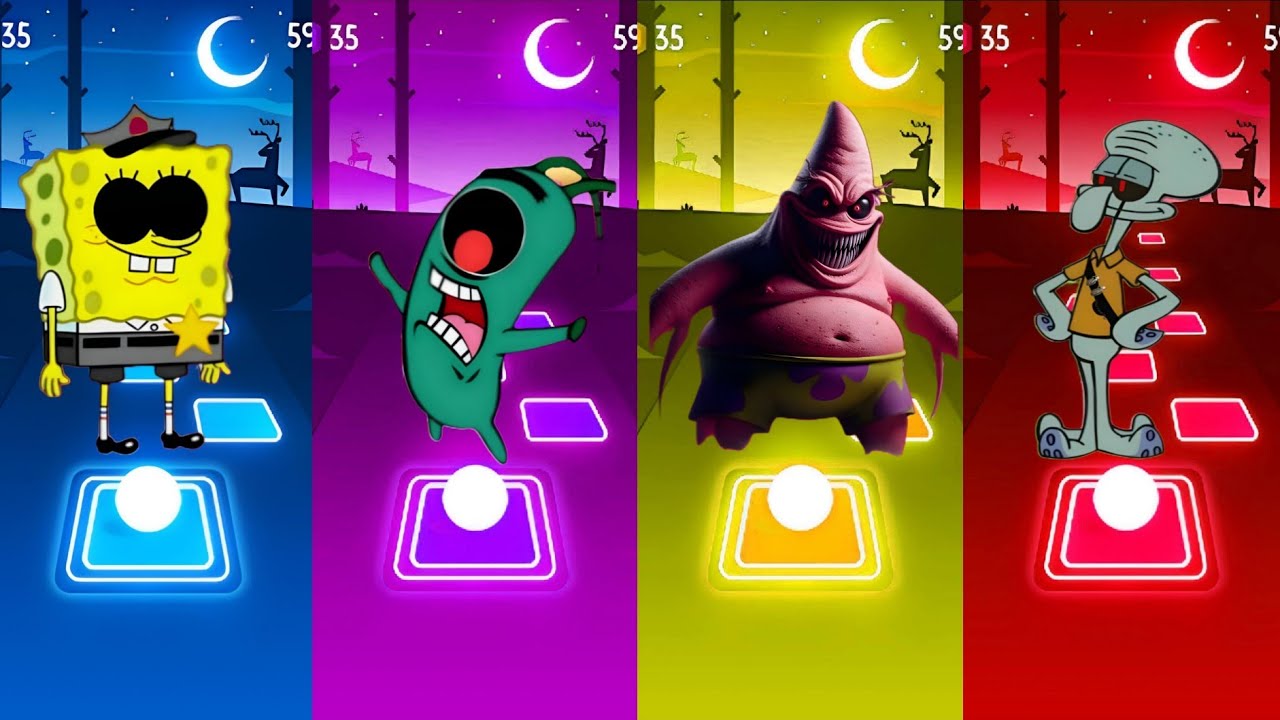 ⚡️ Epic Tiles Hop 4 Color BattleSpongeBob EXE vs Patrick EXE vs Sandy EXEvs Mr Krabs EXE