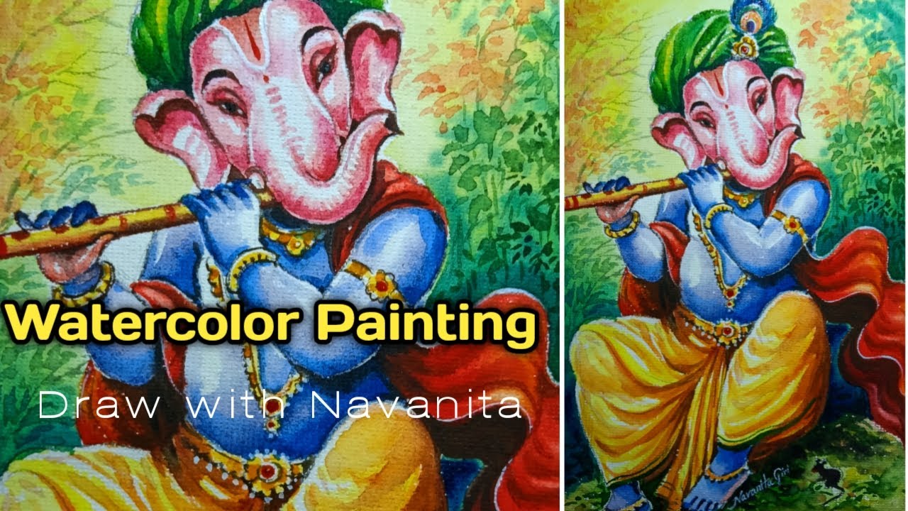 How to paint LORD GANESHA step by step-Part -2/Watercolor  painting/Ganesh chaturthi special drawing