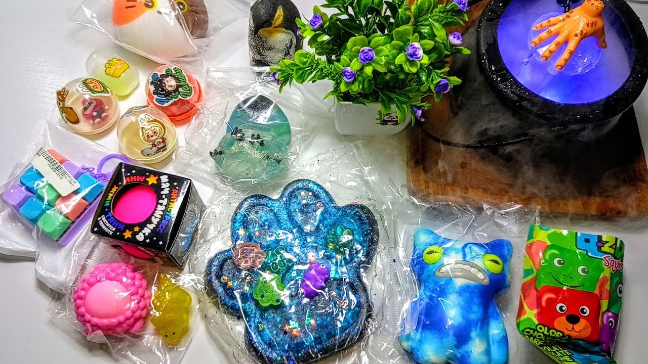 Asmr squishy🥰pleasant sounds asmr💗 unpacking squishy and antistessy magic pot and magic sand⌛