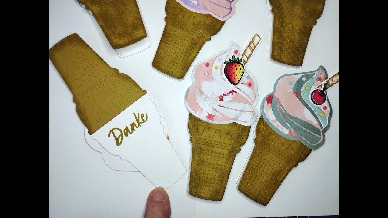 Eiscreme-Fantasie als Dankeskarte oder Tischaufsteller inkl. Coloration  Stampin'Up!
