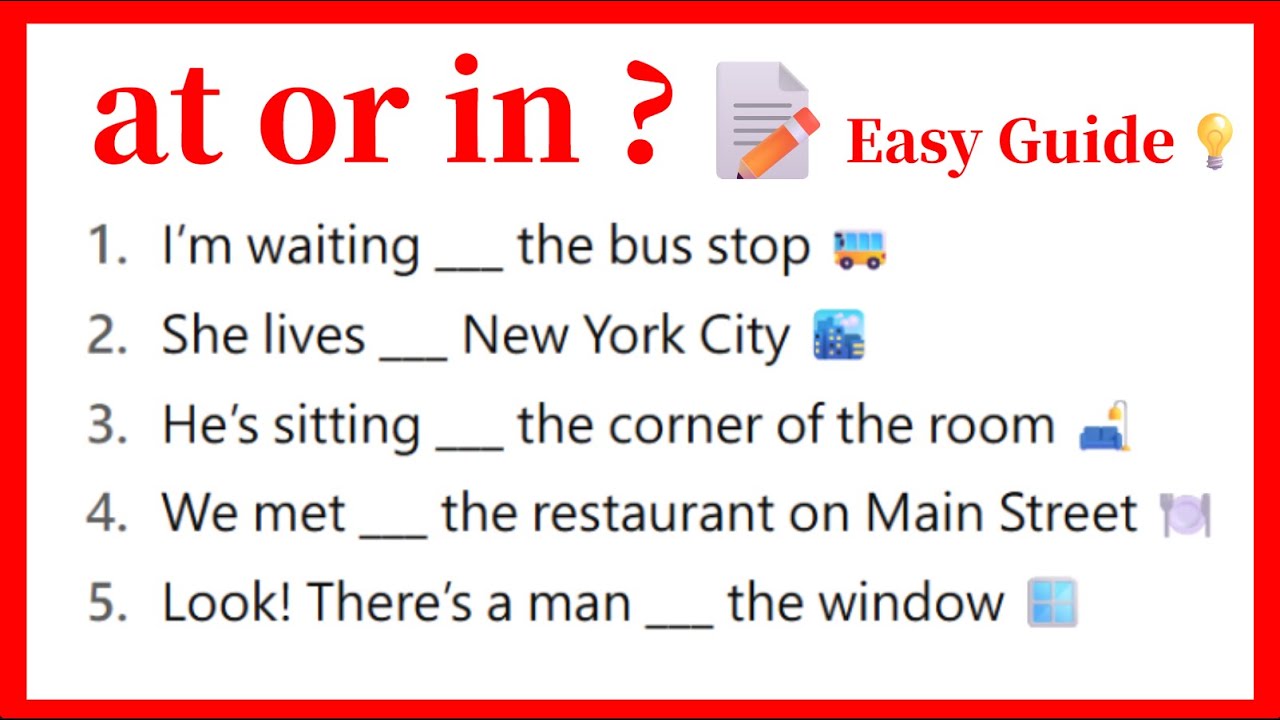 AT or IN ?📝English Lesson with Tips💡15 Grammar Test for English Learners ~ English Preposition