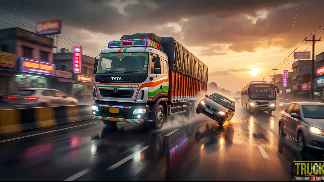 Big Truck Accident in Heavy Rain 😱 | Truck Simulator Ultimate Realistic Gameplay