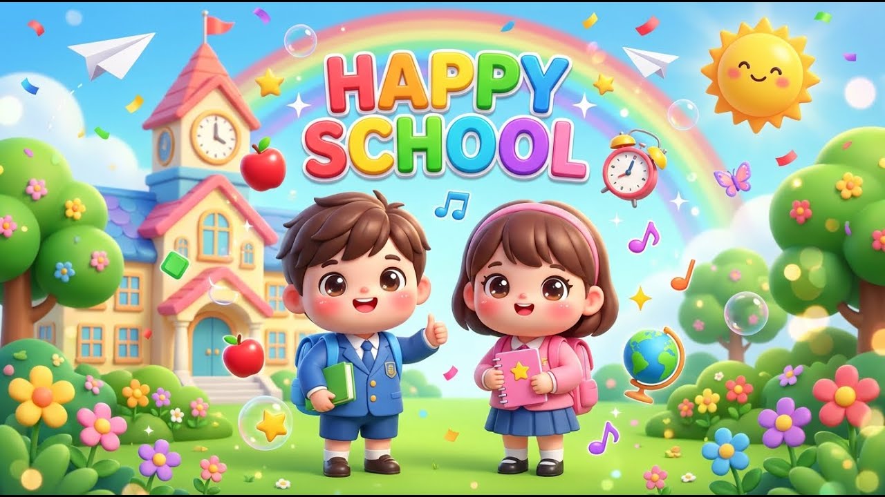 🌟 Happy School Rhyme 🎒 | Fun School Song for Kids | Bebetoons 7 | #nurseryrhymes #viral #rhymes