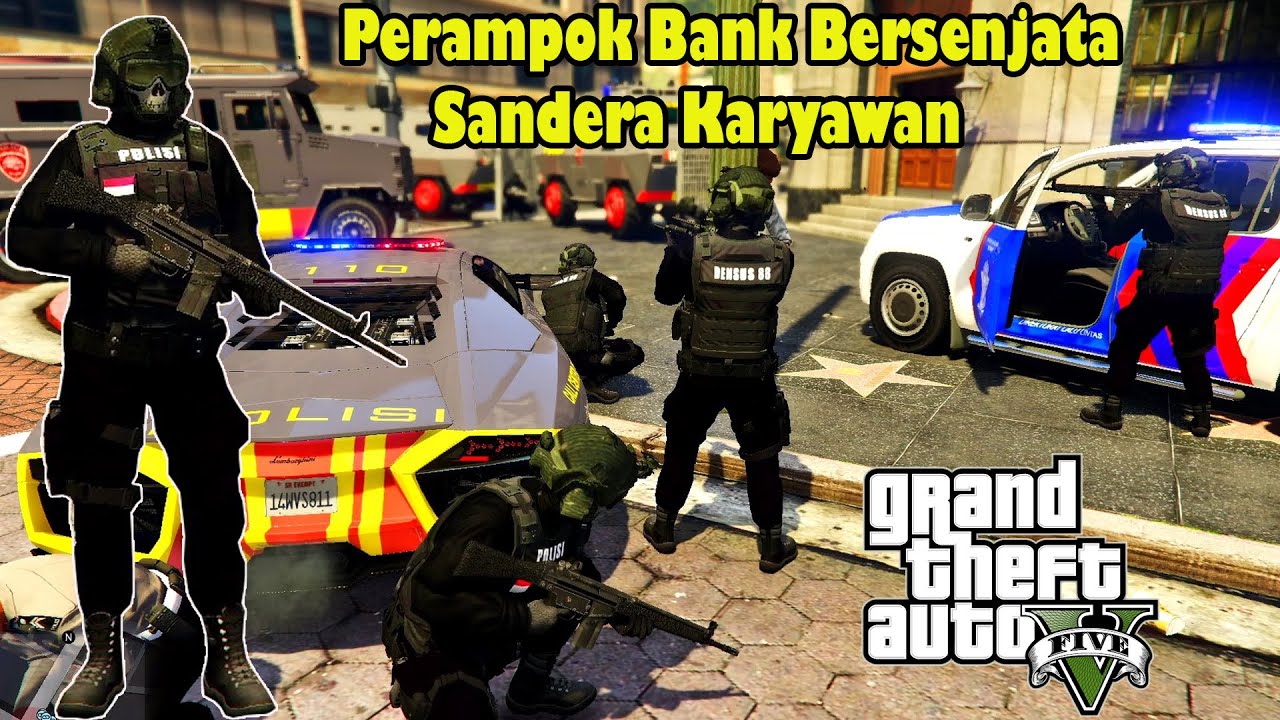 Penyelamatan Sandera Perampokan Bank! GTA 5 Mod Polisi