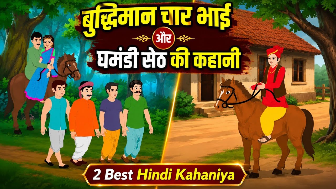 बुद्धिमान चार भाई| चतुर चार भाई| buddhiman bhai, HINDI KAHANIYA, MORAL STORY, CARTOON KAHANI