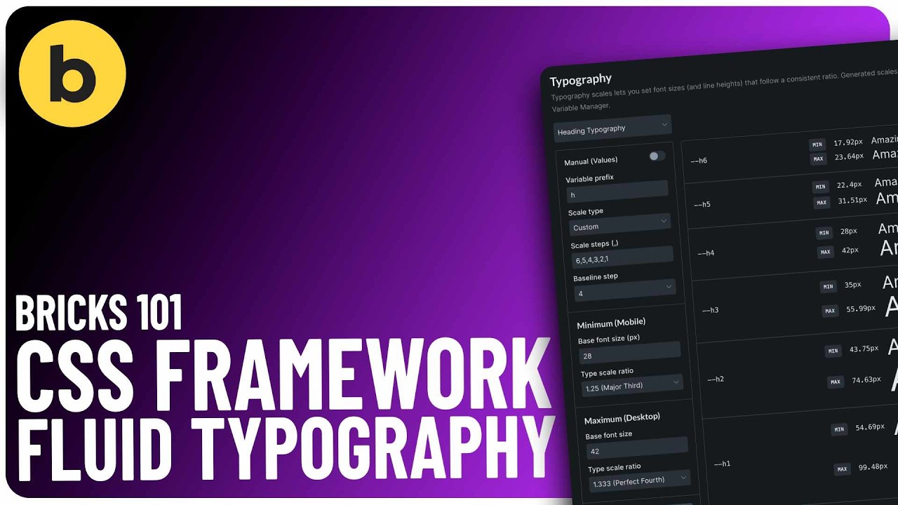 Bricks Builder 2.2 NEW CSS Framework – Fluid Typography