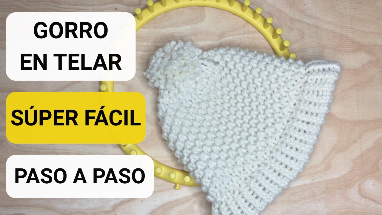 Gorro Blanco en Telar Circular🧶Tutorial Súper Fácil | Teje un Gorro Hermoso Paso a Paso
