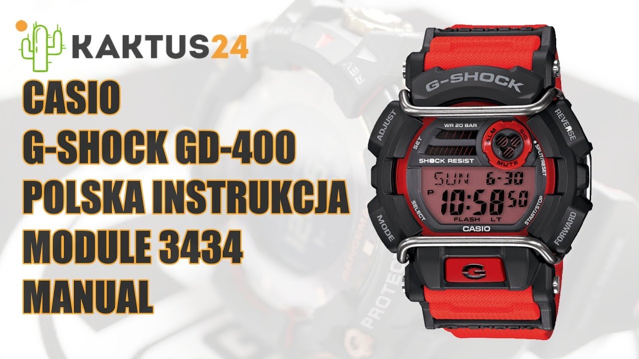 Jak ustawić Casio G-Shock GD-400 instrukcja obsługi PL ustawienia zegarka kaktus24.pl