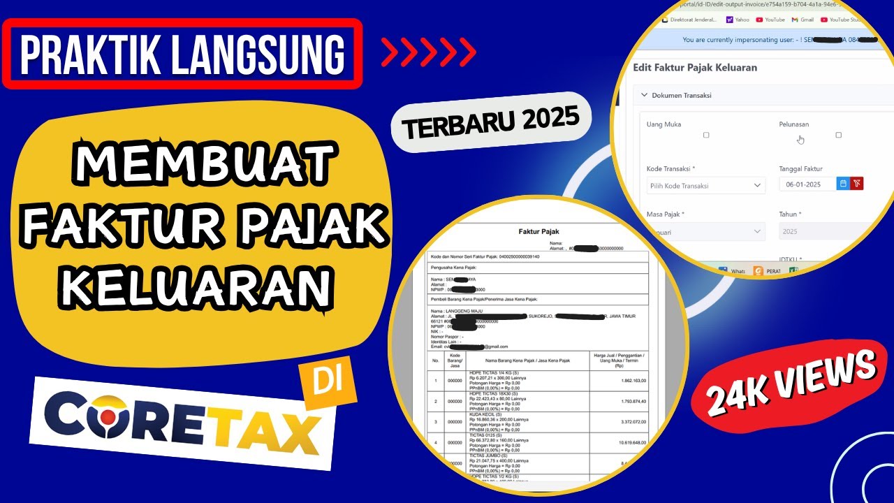 Praktik Langsung || Cara Membuat Faktur Pajak Keluaran Coretax || Terbaru 2025