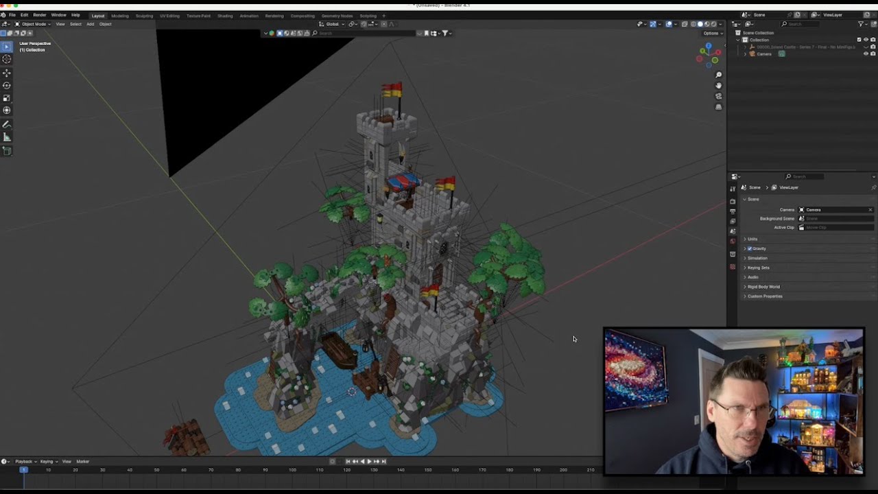 How I get my Lego designs from Bricklink Studio into Blender - using the Island Castle as an example
