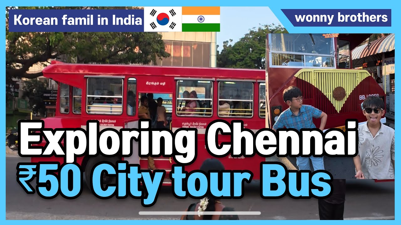 🇰🇷🚌Korean Family on a Chennai City Tour Bus