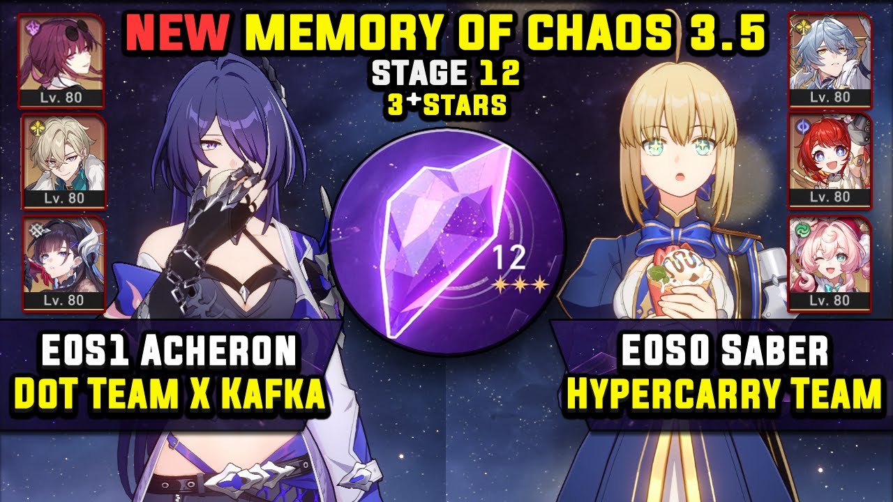 E0 Acheron Carry и E0 Saber Carry с воскресеньем (3 звезды) НОВЫЕ Memory Of Chaos 12 Honkai Star ...