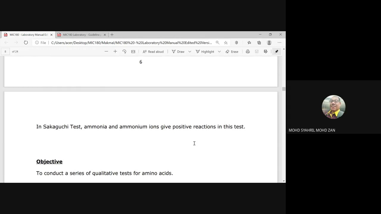 Qualitattive test for amino acids 2