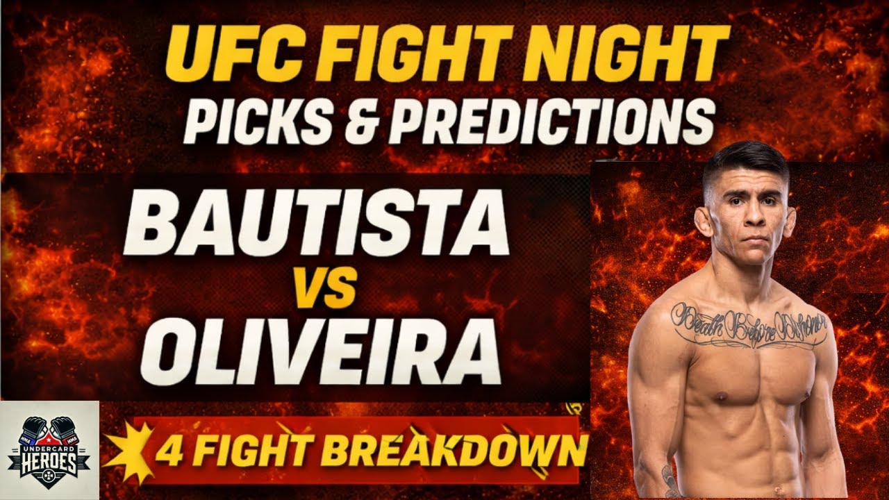 UFC Fight Night Predictions: Bautista vs Oliveira | KO Picks, Decisions & Best Bets