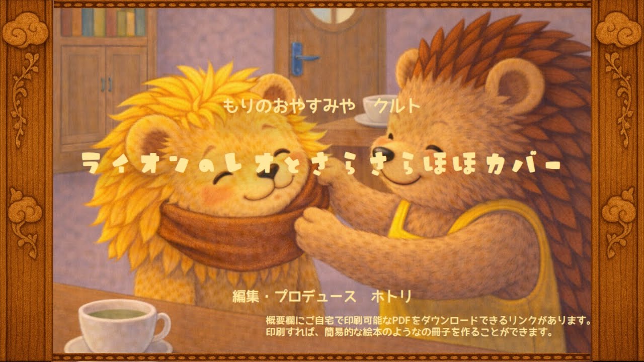 【寝かしつけ読み聞かせ（朗読）】もりのおやすみや クルト No.4｜ライオンのレオとさらさらほほカバー｜オリジナルシナリオ/イラスト｜約30分